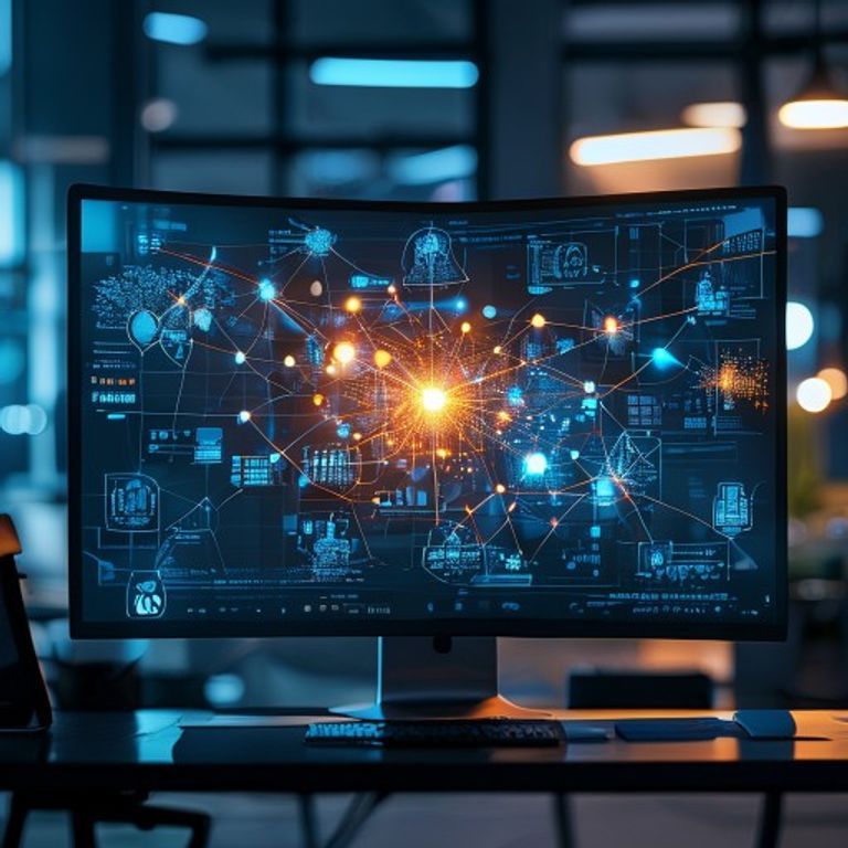 A network of interconnected digital nodes representing different competitor data sources, with a... - AI Precision Marketing
