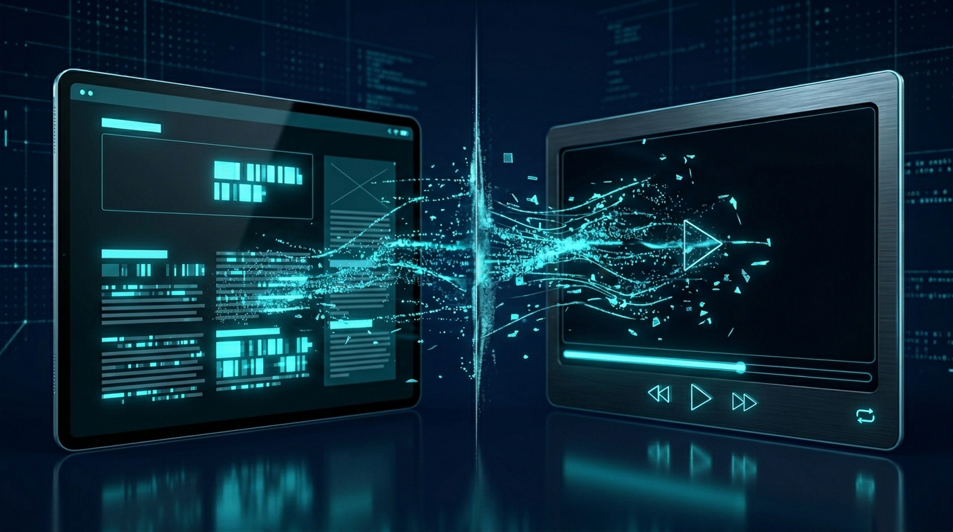 Blog post transforming into video content with AI-powered conversion - AI Precision Marketing