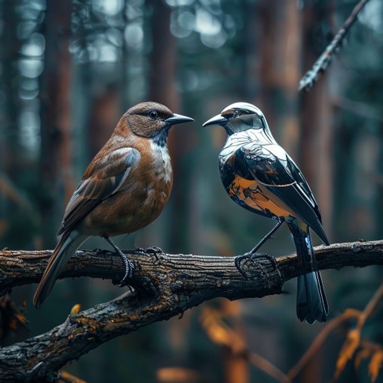 A conceptual image of a small, intricately carved wooden bird (representing a local business) com... - AI Precision Marketing
