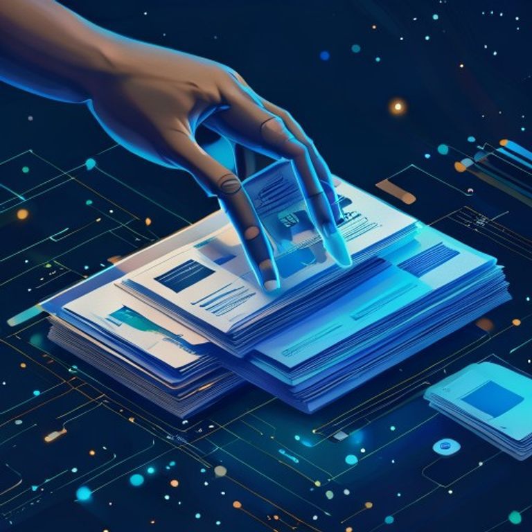 A stack of customer feedback cards being automatically sorted by an invisible hand, with key insi... - AI Precision Marketing