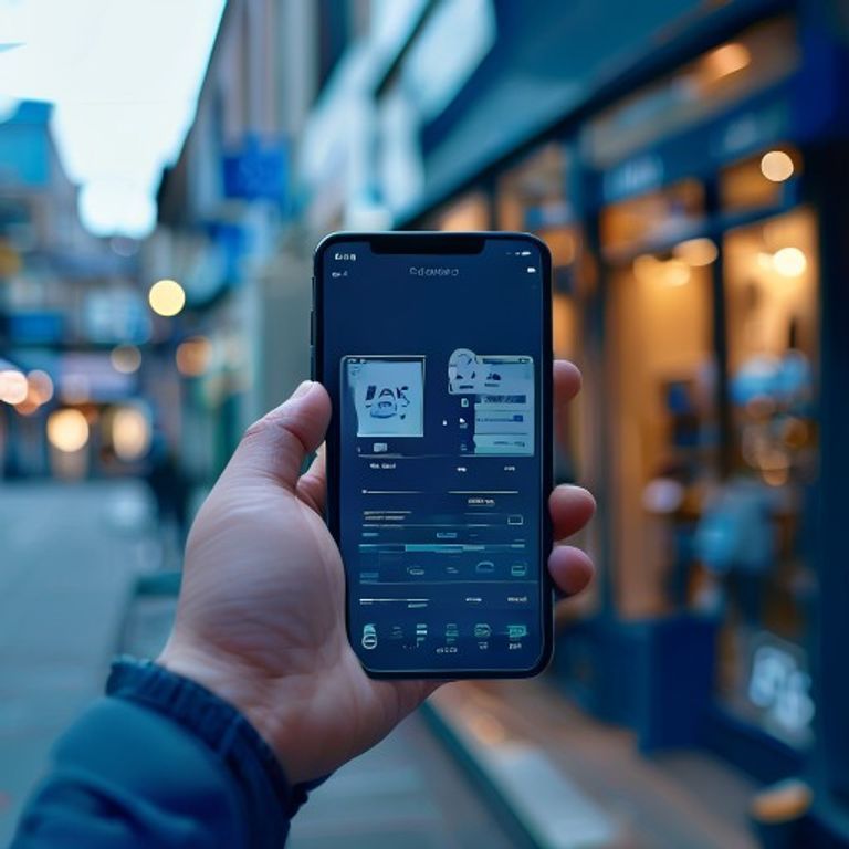 A hand holding a smartphone displaying a clean, simplified financial dashboard, with a small, sty... - AI Precision Marketing