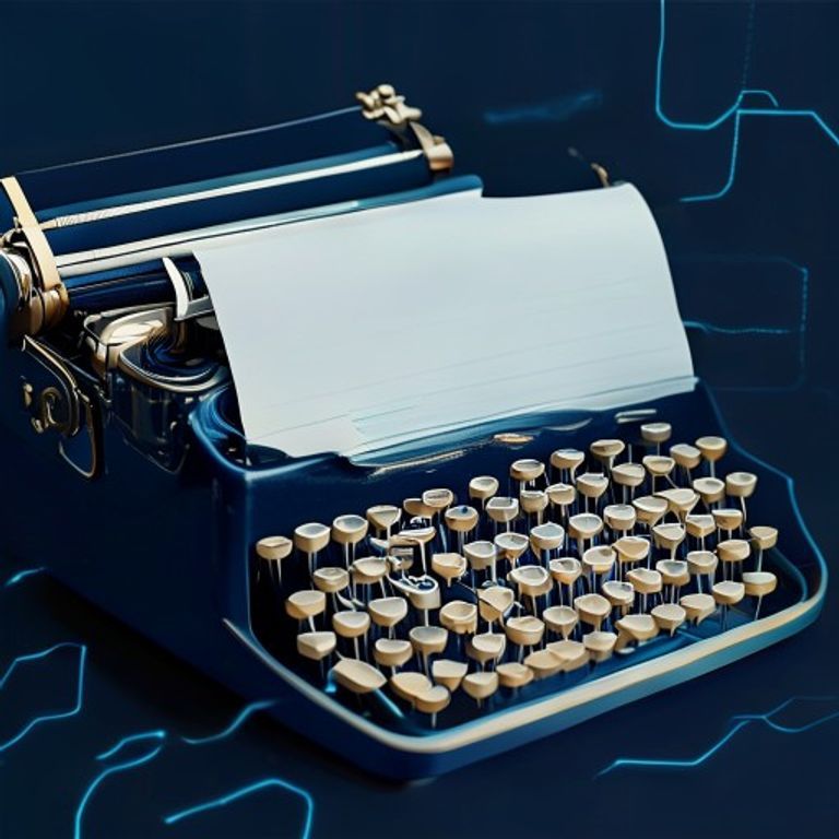 A vintage typewriter with a pristine white sheet of paper emerging, covered in perfectly formed,... - AI Precision Marketing