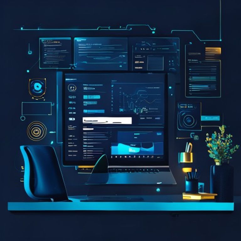 Modern office setup with laptop displaying VidIQ dashboard showing video analytics and recommenda... - AI Precision Marketing