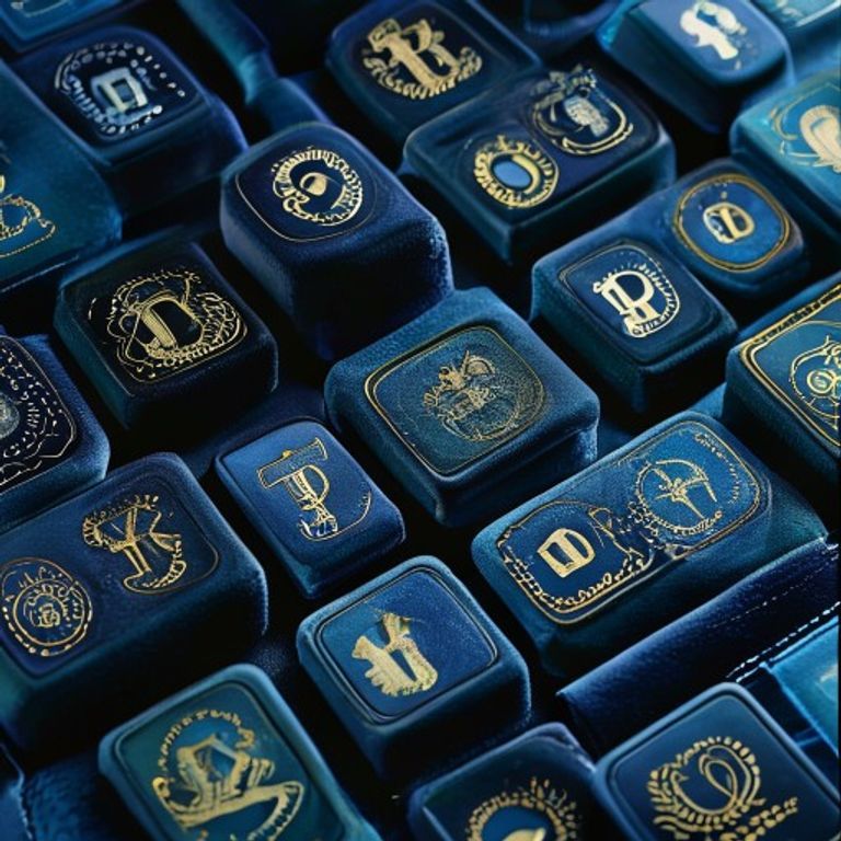 A collection of antique wax seals, each with a different personalized initial, neatly arranged on... - AI Precision Marketing