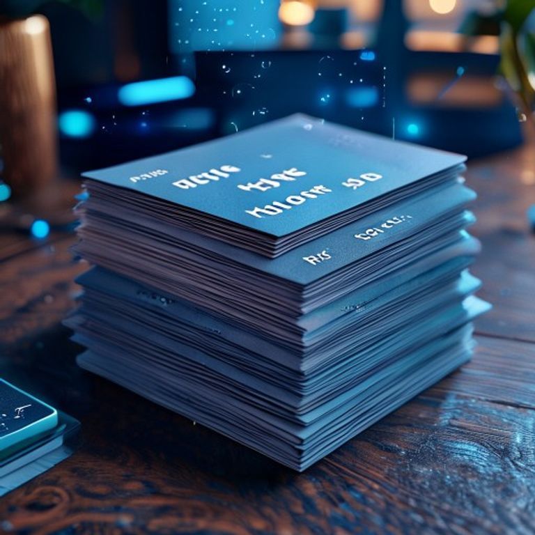 A stack of neatly labeled index cards fanned out on a wooden desk, each card showing a short phra... - AI Precision Marketing
