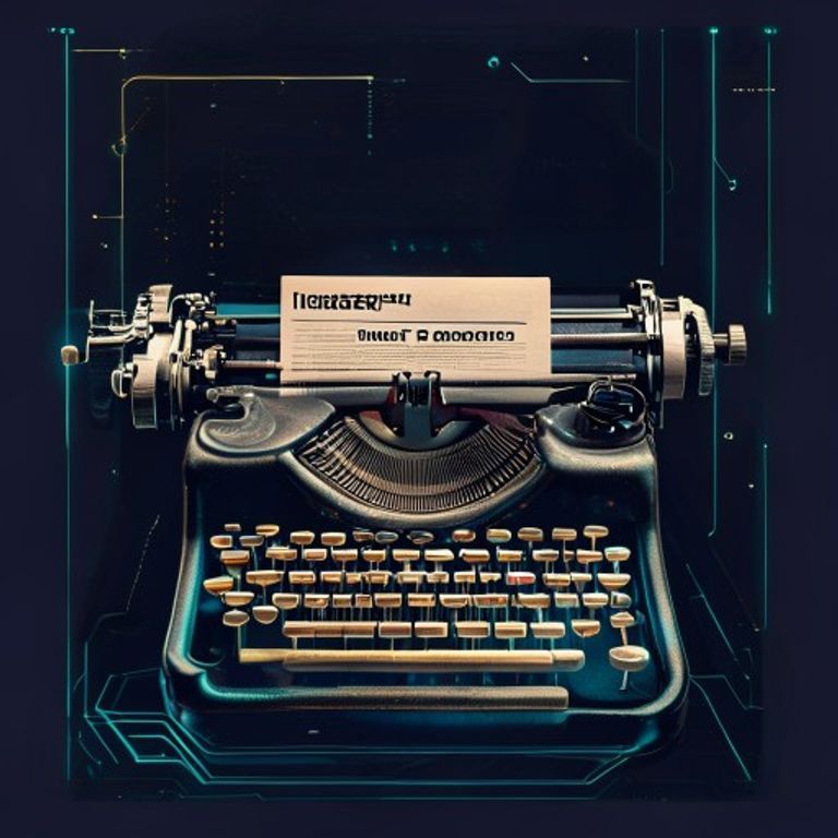 A vintage typewriter with a fresh newspaper headline emerging from the carriage, showing the word... - AI Precision Marketing