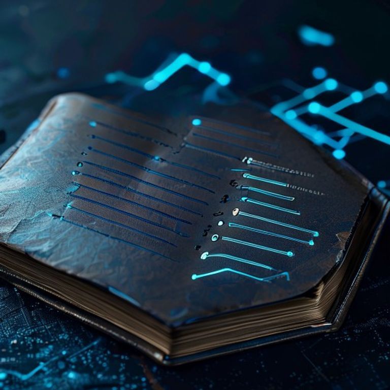 A leather-bound notebook open to a page where handwritten bullet points turn into digital checkboxes - AI Precision Marketing