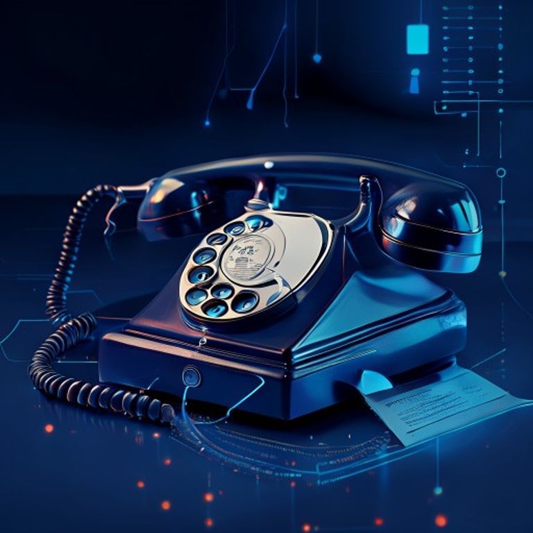 A vintage rotary phone with a paper transcript unfurling from its mouthpiece - AI Precision Marketing