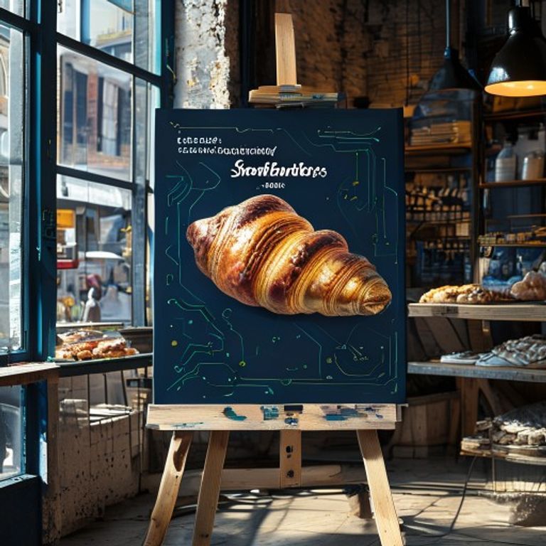 A vibrant, custom-designed graphic for "Stony Plain Bakery's New Summer Croissant" displayed on a... - AI Precision Marketing