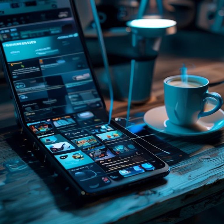 A smartphone screen showing a split view: left side a messy camera roll with dozens of thumbnails... - AI Precision Marketing
