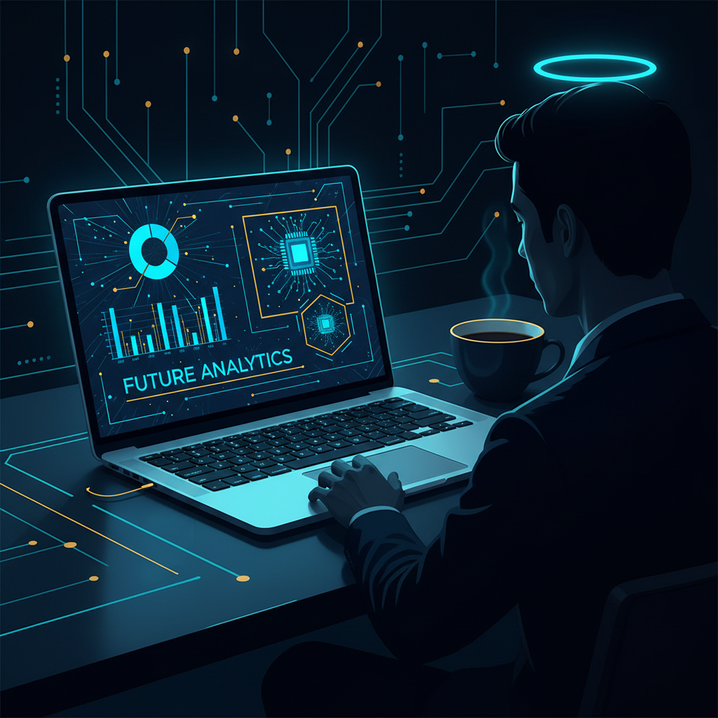 A person looking at a laptop screen displaying a beautifully designed presentation with charts an... - AI Precision Marketing
