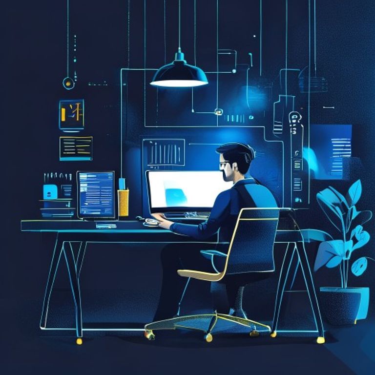 Modern office workspace with designer working on laptop using Canva AI interface - AI Precision Marketing