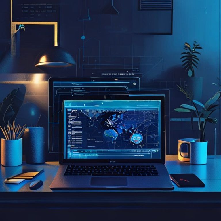 Modern tech office, laptop screen showing Google Maps interface, clean workspace, natural lighting - AI Precision Marketing