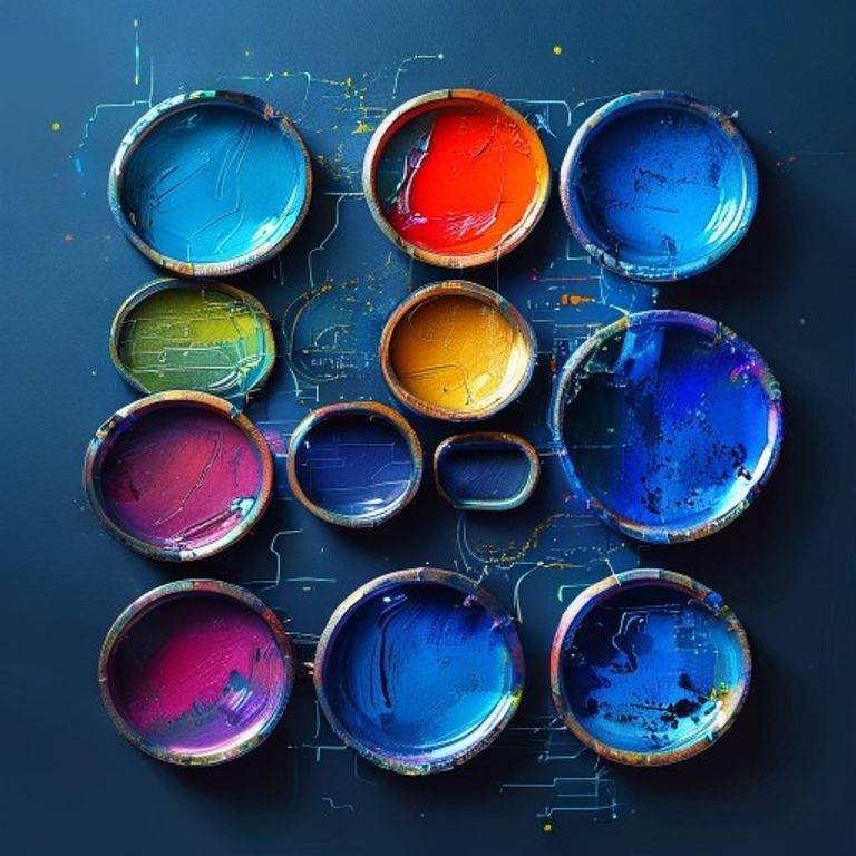 A paint palette with twelve numbered wells, each containing a different vibrant color with subtle... - AI Precision Marketing