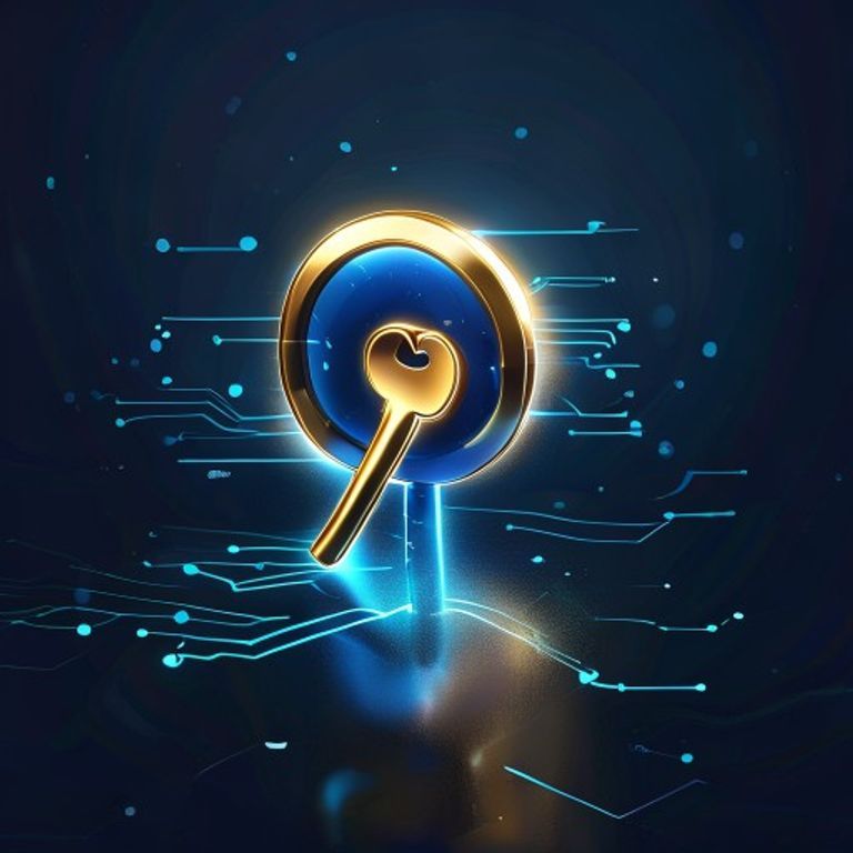 A golden key opening a stylized, glowing lock shaped like a customer service chat bubble, signify... - AI Precision Marketing