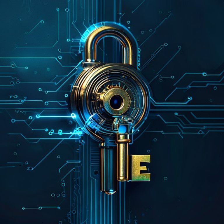A brass key turning in a large industrial lock, representing unlocking greater AI capacity - AI Precision Marketing