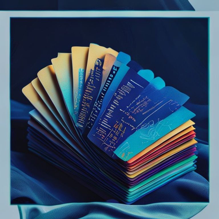 A stack of color-coded index cards fanning out like a poker hand on linen, representing organized... - AI Precision Marketing