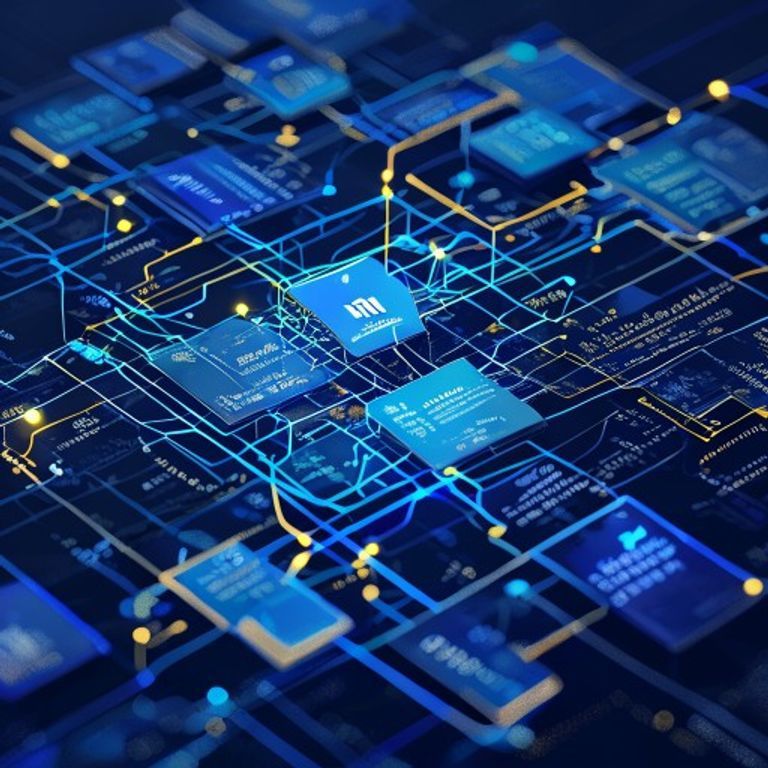 A physical LinkedIn network diagram made of glowing blue threads connecting local business cards... - AI Precision Marketing